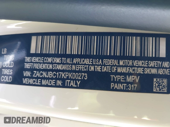 2019 Jeep Renegade Trailhawk с VIN ZACNJBC17KPK00273, выставлен на аукционе IAAI как лот 42565632 с пробегом 57 704 миль миль и . История ставок и продаж доступна на DreamBid. Изображение 9.