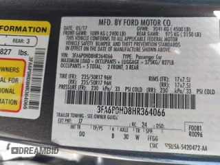 2017 Ford Fusion SE с VIN 3FA6P0HD8HR364066, выставлен на аукционе IAAI как лот 42824947 с пробегом 71 137 миль миль и . История ставок и продаж доступна на DreamBid. Изображение 9.