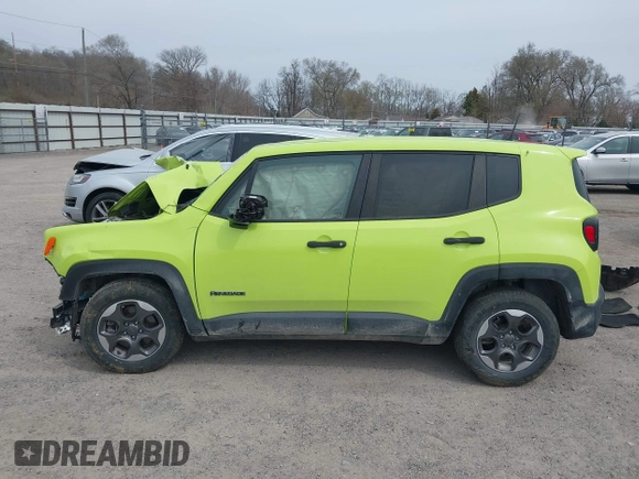 2017 Jeep Renegade Sport with VIN ZACCJAAH6HPG09555, listed as a IAAI auction lot 41933847 with 100,332 mi miles and . Bid and sale history available at DreamBid. Image 14.