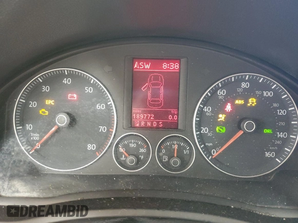 2008 Volkswagen Eos 3.2L with VIN WVWDB71F38V010883, listed as a Copart auction lot 46169745 with 189,772 mi miles and Salvage Title. Bid and sale history available at DreamBid. Image 9.
