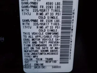 2020 Nissan Rogue SV z VIN JN8AT2MT0LW039933, wystawiony jako Copart lot #82668114 z przebiegiem 95 845 mil mil oraz Szkoda całkowita • Salvage title. Historia ofert i sprzedaży dostępna na DreamBid. Obrazek 15.