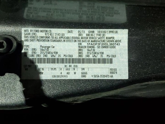 2013 Ford Focus SE with VIN 1FADP3F20DL360743, listed as a Copart auction lot 44080605 with 165,761 mi miles and Clean title. Bid and sale history available at DreamBid. Image 12.