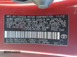 2013 Toyota Prius Two with VIN JTDZN3EU9D3201308, listed as a Copart auction lot 68709444 with 47,908 mi miles and Salvage Title. Bid and sale history available at carsss.com. Image 13.