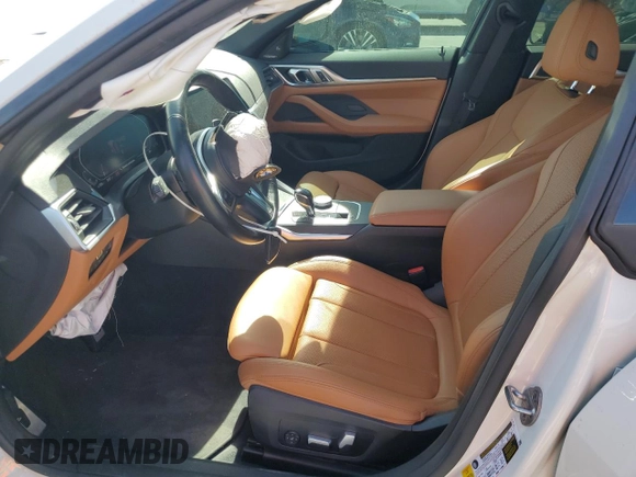 2022 BMW 4 Series 430i with VIN WBA63AV09NFM36850, listed as a Copart auction lot 49596085 with 51,405 mi miles and Salvage title. Bid and sale history available at DreamBid. Image 7.