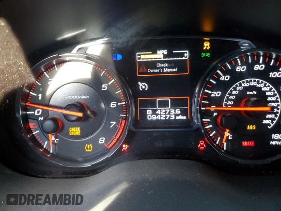 2018 Subaru WRX Premium z VIN JF1VA1B66J9830317, wystawiony jako Copart lot #85332354 z przebiegiem 94 273 mil mil oraz Szkoda całkowita • Salvage title. Historia ofert i sprzedaży dostępna na DreamBid. Obrazek 9.