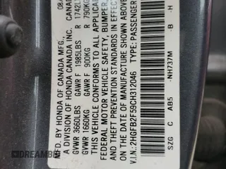 2012 Honda Civic LX z VIN 2HGFB2F59CH312046, wystawiony jako Copart lot #47198965 z przebiegiem 230 415 mil mil oraz Szkoda całkowita • Salvage title. Historia ofert i sprzedaży dostępna na DreamBid. Obrazek 12.
