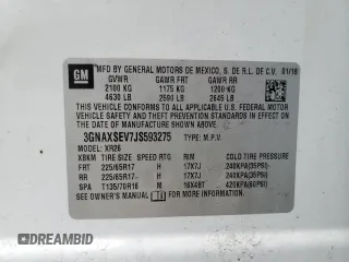 2018 Chevrolet Equinox LT z VIN 3GNAXSEV7JS593275, wystawiony jako Copart lot #57420565 z przebiegiem 83 977 mil mil oraz Szkoda całkowita • Salvage title. Historia ofert i sprzedaży dostępna na DreamBid. Obrazek 13.
