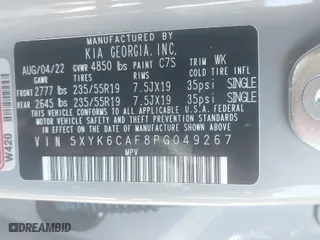 2023 Kia Sportage X-Line with VIN 5XYK6CAF8PG049267, listed as a IAAI auction lot 41786422 with 35,352 mi miles. Bid and sale history available at carsss.com. Image 9.