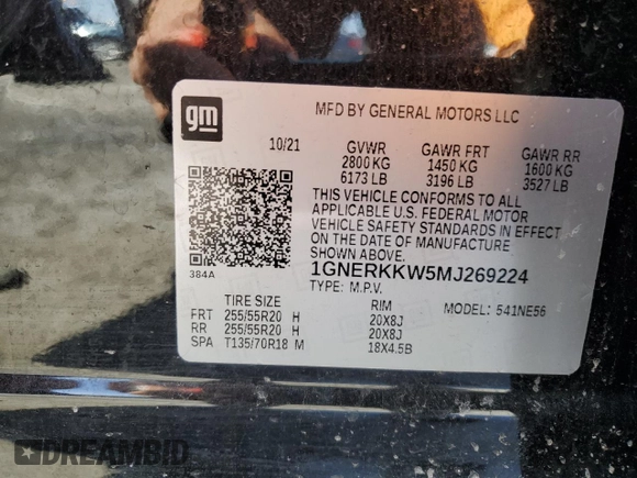 2021 Chevrolet Traverse Premier with VIN 1GNERKKW5MJ269224, listed as a Copart auction lot 47741195 with 75,806 mi miles and Salvage Title. Bid and sale history available at carsss.com. Image 13.