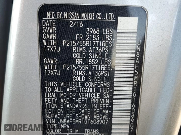 2016 Nissan Juke SL with VIN JN8AF5MR1GT608907, listed as a Copart auction lot 83183814 with 126,070 mi miles and Salvage Title. Bid and sale history available at carsss.com. Image 16.
