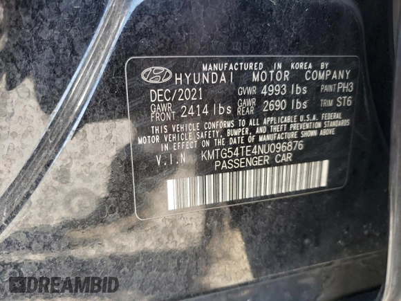 2022 Genesis G70 3.3T with VIN KMTG54TE4NU096876, listed as a Copart auction lot 78324464 with 32,349 mi miles and Salvage Title. Bid and sale history available at DreamBid. Image 14.
