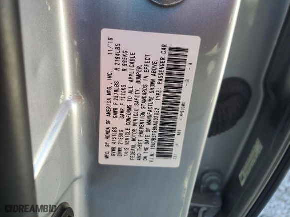 2017 Acura TLX V6 w/Technology Pkg with VIN 19UUB3F58HA002022, listed as a Copart auction lot 75129424 with 0 mi miles and Salvage Title. Bid and sale history available at carsss.com. Image 14.