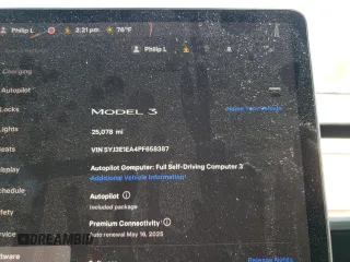 2023 Tesla Model 3 z VIN 5YJ3E1EA4PF658387, wystawiony jako Copart lot #54230795 z przebiegiem 25 078 mil mil oraz Szkoda całkowita • Salvage title. Historia ofert i sprzedaży dostępna na DreamBid. Obrazek 9.