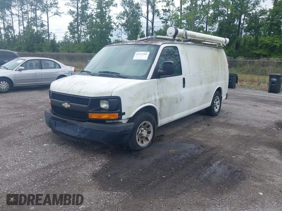 2014 Chevrolet Express Cargo with VIN 1GCSGAFX0E1110921, listed as a IAAI auction lot 42737205 with 177,631 mi miles and . Bid and sale history available at DreamBid. Image 2.