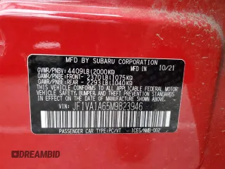 2021 Subaru WRX z VIN JF1VA1A65M9823946, wystawiony jako Copart lot #52560895 z przebiegiem 37 941 mil mil oraz Szkoda całkowita • Salvage title. Historia ofert i sprzedaży dostępna na DreamBid. Obrazek 12.