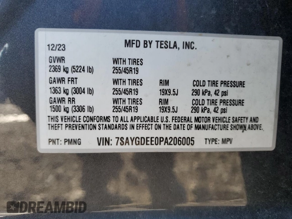 2023 Tesla Model Y Long Range z VIN 7SAYGDEE0PA206005, wystawiony jako Copart lot #50681145 z przebiegiem 31 989 mil mil oraz Szkoda całkowita • Salvage title. Historia ofert i sprzedaży dostępna na DreamBid. Obrazek 12.