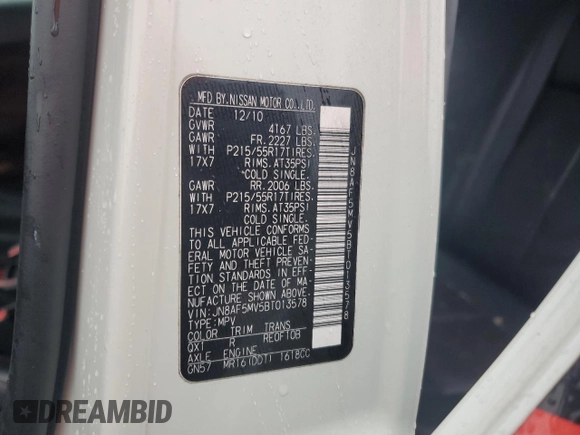 2011 Nissan Juke SL with VIN JN8AF5MV5BT013578, listed as a Copart auction lot 44624705 with 176,226 mi miles and Salvage Title. Bid and sale history available at DreamBid. Image 14.