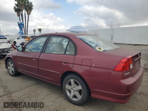 2004 Honda Civic EX with VIN 2HGES26724H639371, listed as a Copart auction lot 54617245 with 88,745 mi miles and Clean Title. Bid and sale history available at DreamBid. Image 2.