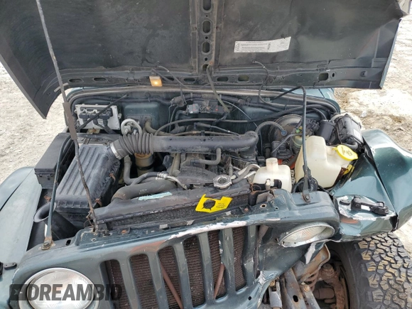 2002 Jeep Wrangler Sahara with VIN 1J4FA59S22P712913, listed as a Copart auction lot 43350115 with 86,320 mi miles and Salvage Title. Bid and sale history available at carsss.com. Image 11.