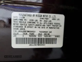 2008 Infiniti EX Journey with VIN JNKAJ09E78M306521, listed as a Copart auction lot 54073945 with 147,379 mi miles and Salvage Title. Bid and sale history available at carsss.com. Image 12.