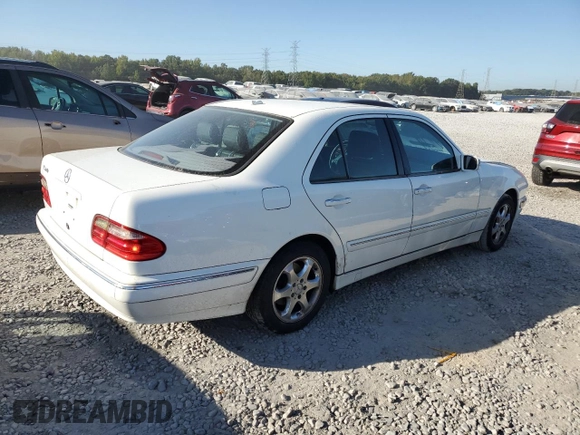 2002 Mercedes-Benz E-Class with VIN WDBJF65J02B473555, listed as a Copart auction lot 75505714 with 0 mi miles and Salvage Title. Bid and sale history available at carsss.com. Image 3.