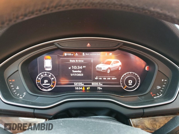2018 Audi Q5 Premium Plus with VIN WA1BNAFY2J2137003, listed as a Copart auction lot 37217023 with 54,105 mi miles. Bid and sale history available at carsss.com. Image 9.