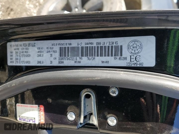 2017 Ram 1500 Express with VIN 3C6RR7KT6HG722116, listed as a Copart auction lot 48019735 with 48,725 mi miles and Salvage title. Bid and sale history available at DreamBid. Image 12.