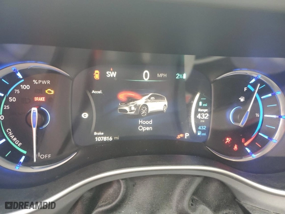 2018 Chrysler Pacifica Hybrid Touring Plus with VIN 2C4RC1H73JR125068, listed as a Copart auction lot 43076025 with 107,816 mi miles and Salvage Title. Bid and sale history available at carsss.com. Image 9.