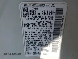 2006 Nissan Murano S with VIN JN8AZ08T06W428802, listed as a Copart auction lot 49888225 with 83,468 mi miles and Non Repairable. Bid and sale history available at carsss.com. Image 13.