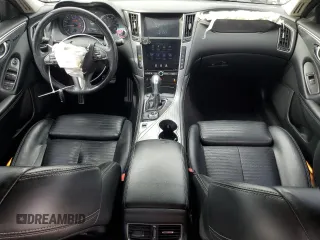 2016 Infiniti Q50 Red Sport 400 with VIN JN1FV7APXGM420158, listed as a Copart auction lot 43395405 with 114,943 mi miles and Salvage title. Bid and sale history available at DreamBid. Image 8.