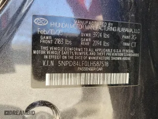 2020 Hyundai Elantra SEL with VIN 5NPD84LF0LH587518, listed as a Copart auction lot 48354935 with 39,385 mi miles and Salvage Title. Bid and sale history available at carsss.com. Image 12.
