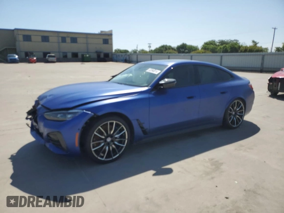 2023 BMW i4 M50 with VIN WBY33AW07PFN73257, listed as a Copart auction lot 53394614 with 10,216 mi miles and Salvage Title. Bid and sale history available at carsss.com. Image 1.