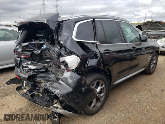2023 BMW X3 xDrive30i with VIN 5UX53DP00P9S48442, listed as a Copart auction lot 70309554 with 0 mi miles and Salvage Title. Bid and sale history available at carsss.com. Image 3.