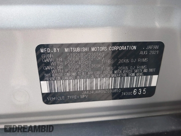 2022 Mitsubishi Outlander SE z VIN JA4J4UA86NZ030850, wystawiony jako IAAI lot #42488918 z przebiegiem 112 029 mil mil oraz . Historia ofert i sprzedaży dostępna na DreamBid. Obrazek 9.