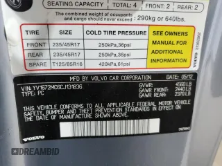 2012 Volvo C70 T5 with VIN YV1672MC6CJ131836, listed as a Copart auction lot 59849265 with 123,873 mi miles and Salvage title. Bid and sale history available at DreamBid. Image 12.