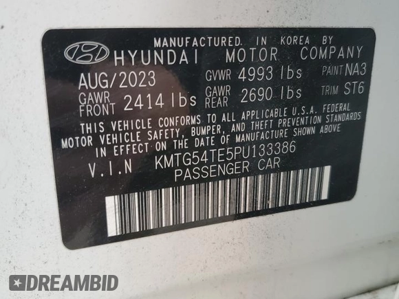 2023 Genesis G70 3.3T with VIN KMTG54TE5PU133386, listed as a Copart auction lot 84172474 with 7,860 mi miles and Salvage title. Bid and sale history available at DreamBid. Image 12.