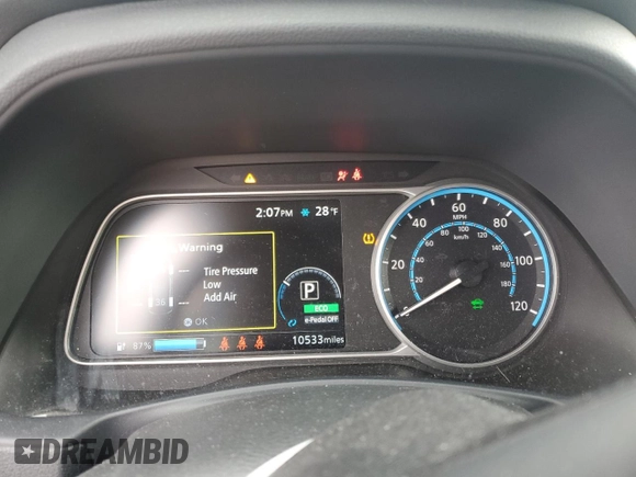 2023 Nissan LEAF SV Plus with VIN 1N4CZ1CV9PC557276, listed as a Copart auction lot 43772075 with 10,533 mi miles and Salvage Title. Bid and sale history available at DreamBid. Image 9.