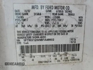 2008 Ford F-150 STX with VIN 1FTRX12W98FA48602, listed as a Copart auction lot 54356605 with 132,782 mi miles and Clean title. Bid and sale history available at DreamBid. Image 12.