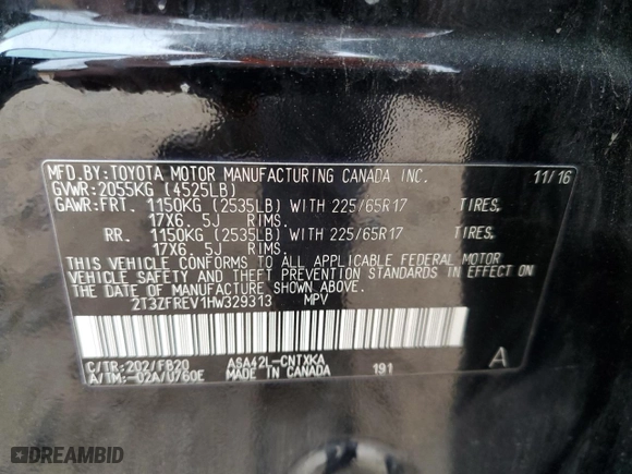 2017 Toyota RAV4 LE with VIN 2T3ZFREV1HW329313, listed as a Copart auction lot 51790205 with 114,919 mi miles and Salvage Title. Bid and sale history available at carsss.com. Image 15.
