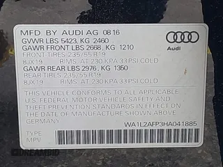 2017 Audi Q5 Premium Plus z VIN WA1L2AFP3HA041885, wystawiony jako IAAI lot #42357486 z przebiegiem 100 434 mil mil oraz . Historia ofert i sprzedaży dostępna na DreamBid. Obrazek 9.