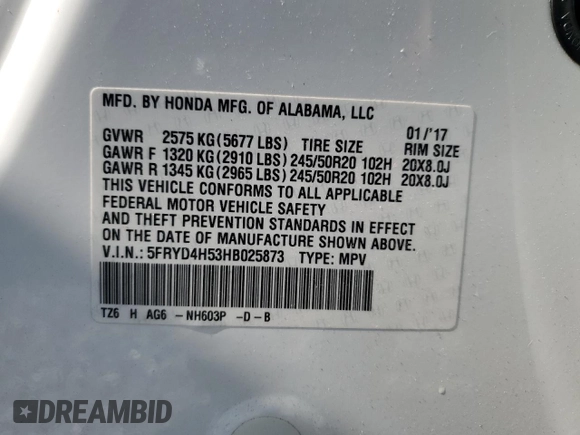2017 Acura MDX Technology z VIN 5FRYD4H53HB025873, wystawiony jako Copart lot #53134205 z przebiegiem 95 654 mil mil oraz Szkoda całkowita • Salvage title. Historia ofert i sprzedaży dostępna na DreamBid. Obrazek 13.