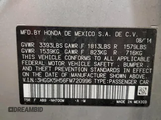 2015 Honda Fit LX с VIN 3HGGK5H56FM720996, выставлен на аукционе Copart как лот 57565945 с пробегом 90 222 миль миль и Списание • Salvage title. История ставок и продаж доступна на DreamBid. Изображение 14.
