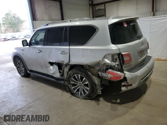 2020 Nissan Armada SL with VIN JN8AY2ND5L9110499, listed as a Copart auction lot 46029445 with 135,050 mi miles and Salvage Title. Bid and sale history available at carsss.com. Image 2.