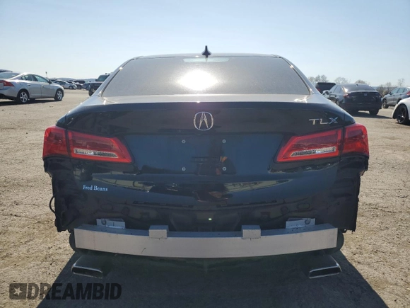 2018 Acura TLX with VIN 19UUB2F34JA001111, listed as a Copart auction lot 53599035 with 0 mi miles and Salvage Title. Bid and sale history available at carsss.com. Image 6.