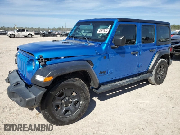 2022 Jeep Wrangler Unlimited Sport with VIN 1C4HJXDN8NW173946, listed as a Copart auction lot 48877615 with Not Provided miles and Salvage Title. Bid and sale history available at DreamBid. Image 1.