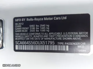 2013 Rolls-Royce Ghost with VIN SCA664S56DUX51795, listed as a IAAI auction lot 41921013 with 70,988 mi miles. Bid and sale history available at carsss.com. Image 9.