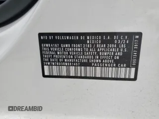 2024 Volkswagen Jetta SE with VIN 3VW7M7BU3RM061457, listed as a Copart auction lot 48192635 with 949 mi miles and Non repairable. Bid and sale history available at DreamBid. Image 13.