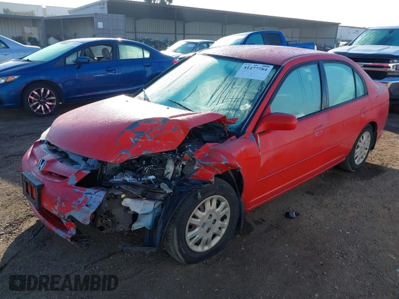 2004 Honda Civic LX with VIN 2HGES16584H548825, listed as a IAAI auction lot 41477784 with 152,581 mi miles. Bid and sale history available at carsss.com. Image 6.