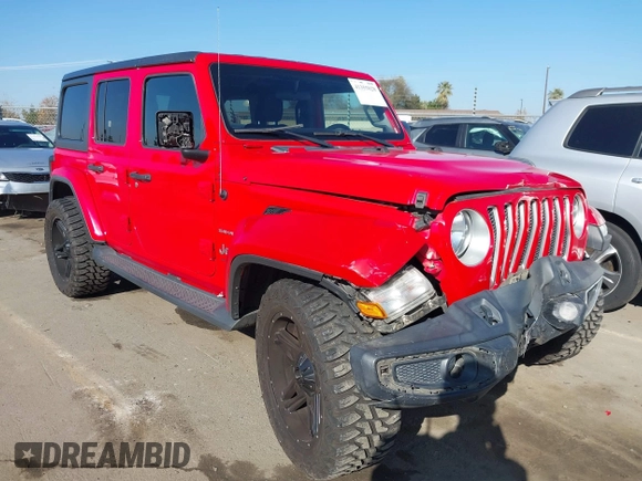 2020 Jeep Wrangler Unlimited Sahara with VIN 1C4HJXEN2LW195663, listed as a IAAI auction lot 41355828 with 81,742 mi miles. Bid and sale history available at carsss.com. Image 1.