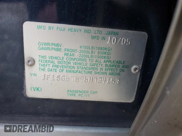 2006 Subaru Forester 2.5 X L.L. Bean Edition with VIN JF1SG67696H734153, listed as a Copart auction lot 87376064 with 0 mi miles and Salvage Title. Bid and sale history available at carsss.com. Image 12.